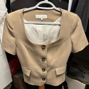 Zara Women's Beige Short Sleeve Blazer